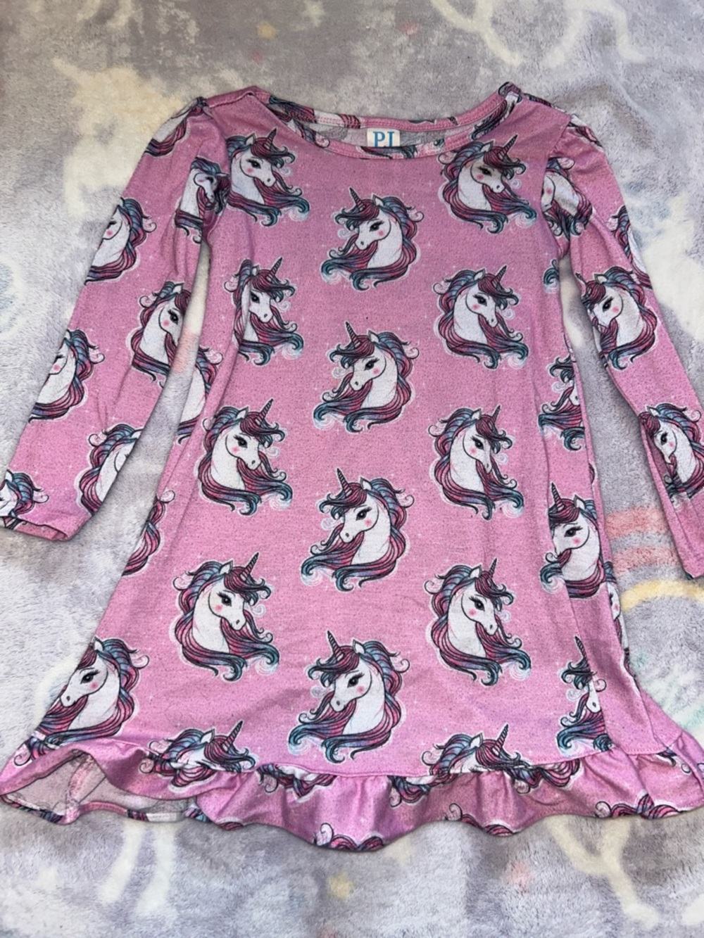 Girls' Unicorn Print Pink Nightgown by PI